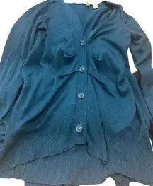 Moth v-neck tencel and wool blend full button front cardigan, size XS