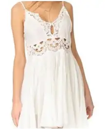 FREE PEOPLE Ilektra Lace Inset Cotton Chemise mini dress  Sz medium