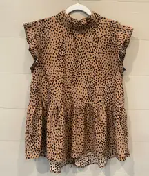 cheetah print mock neck tank top