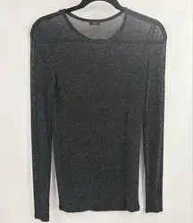 Joesph lurex knit black see through layer metallic long sleeve size small