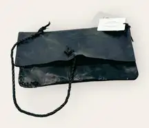 Peruvian Connection Vicenza Black Leather Foldover Clutch NWT
