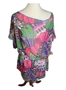 Xhiliration Butterfly Swim Coverup With Elastic Waist And Glittery Thread