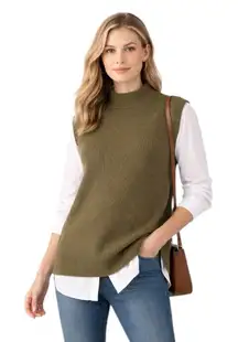 A New Day x Target - NWY Olive Green Ribbed Mock Neck Sweater Vest Sz M