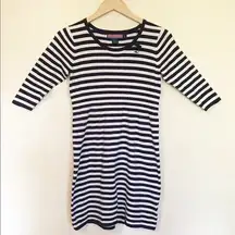 Vineyard Vines Navy Blue Bow Striped Knit Cotton Blend Sweater Dress girls L 14