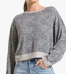 Z Supply  Sweatshirt Women's Medium Ultra Soft Leopard Print Long Sleeve