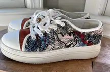 J Slides Nikki Embroidered Platform Sneakers Shoes Women's Size 7M