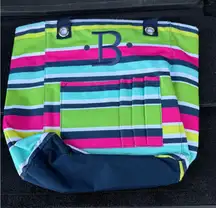 Thirty-One Striped Tote Bag - Pink, Green, Blue