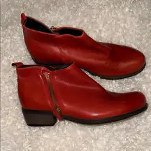 Eric Michael Red Leather Ankle Booties size 7
