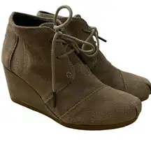 TOMS Women’s 5.5 Gray Drawstring Wedge Desert Shoes Ankle Bootie