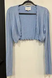 Light Blue Dainty Cropped Cardigan Size Large Preppy Twee Cottage