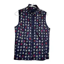 Talbots nautical Navy sailboats puffer vest size small