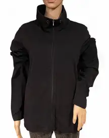 Eileen Fisher Organic Cotton Jersey Knit Black Zip-up Jacket Size L Lightweight