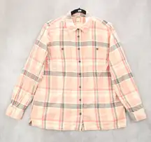 Duluth Trading Pink Flannel Plaid Lumberjack Cabin Work Adventure Shirt Large