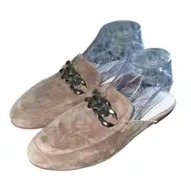 Jeffrey Campbell Womens Suede Metal Chain Link Flat Mule Loafer Beige Size 8‎
