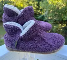 LL Bean Women's cranberry  Sherpa Fleece Cozy Warm Slipper Slides Size 9 M