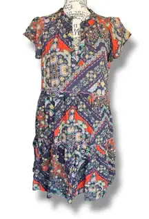 by Anthropologie Size S Floral Multicolor Tiered Mini Sundress Dress Boho
