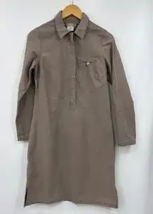The Territory Ahead Dress Womens Shift Long Sleeve‎ Brown Khaki Shirt Size 6