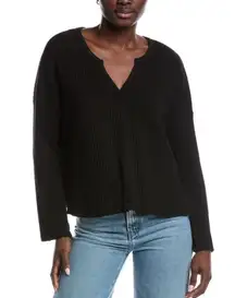 Project Social T NWT Getaway Notch Neck Sweater Ribbed Pullover Black Size Small