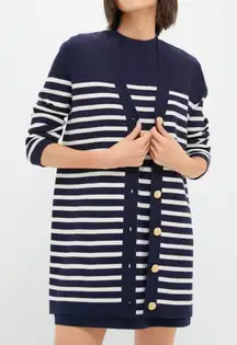 Tuckernuck Navy and White Striped Knit Liv Cardigan Size XXL