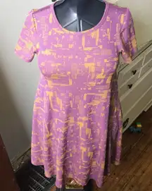 Lularoe Carly XXS high low purple and yellow knit swing dress
