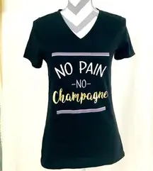 No Pain No Champagne Black T-shirt - M-  Athletic