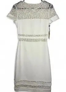 NWT Bailey 44 size small S white lace dress with short sleeves and belted waist
