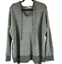 Miracle USA Gray Popcorn Knit Hoodie Sweater Pullover Casual Cozy Womens M/L‎