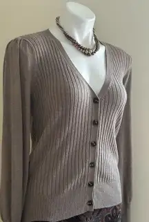 Marled by Reunited Women Light Brown Cardigan Low V Neck SZ S In Great Condition