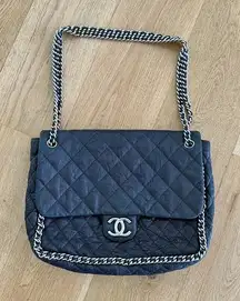 Chanel - Quilted Leather Chain Around Flap Maxi Bag in Black