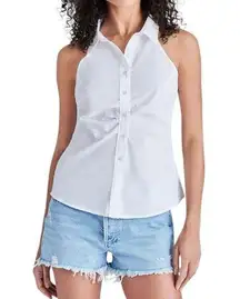 NWD Steve Madden Siggy Button Front Ruched Woven Collared Top Women’s Size XL