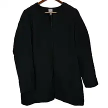 J. Jill Crinkle Long Open Front Jacket Black Sparkle
