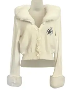 Dolls Kill x Hot Stuff Casper Friendlier Than Most White Faux Fur Cardigan Top