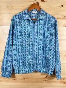 Vintage Teddi Women’s Geometric Print Zip-Up Windbreaker Jacket Size Medium