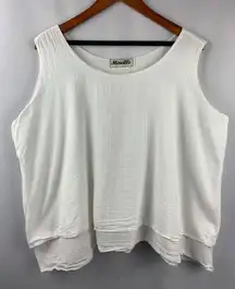 Women’s Mireille White Double Layered Tank Top Size L