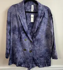 Anthropologie Amadi blue‎ relax fit tie dye blazer jacket size XS