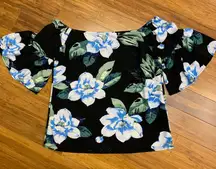 Banana Republic Floral Off Shoulder Top Womens Size Medium Flared Sleeve Blouse‎