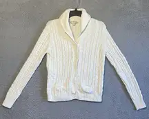 Tommy Hilfiger Sweater Womens XL Cream White Cardigan Ribbed Y2K