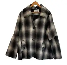 Wool Blend  Plaid Trapeze Coat Size 3X