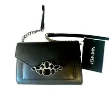 NWT Nine West Aleksei Crossbody Black Jeweled Purse Shoulder Bag