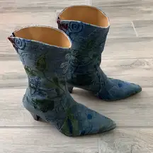 Blue embroidered boots