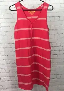 Lole Organic Cotton Tank Dress or swim coverup EUC Size Medium coral red white