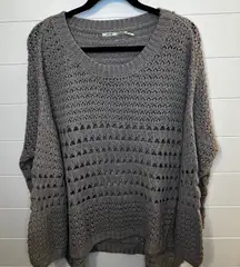 Kimchi Blue Gray Crochet Knit Oversized Sweater Women M Minimalist Neutral