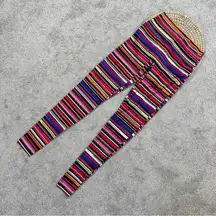 K-DEER Women’s Multi Stripe Sneaker Length Leggings UPF 50+ Yoga in Multicolor L