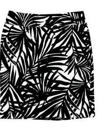 Alfani Pencil Black White‎ Midi Zip Slit Skirt Size 14 Modern Business Casual