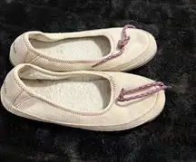 LL Bean Hearthside Slippers Ballet Beige Suede Fleece-Lined Comfort shoes Size 8