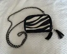 Brighton zebra print leather and chain crossbody bag