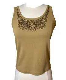 #28 RALPH LAUREN BEADED TAN TANK TOP