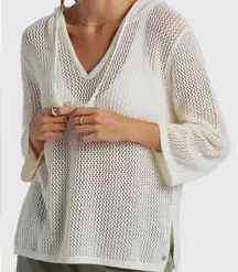 Roxy After Beach Break Open Knit Relaxed Fit Ivory Hoodie M NWT