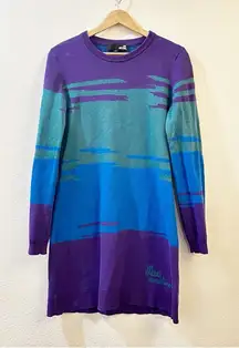 Love Moschino Women's Colorblock Long Sleeve Ribbed Knit Sweater Dress Size 10