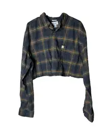 Carhartt Relaxed‎ Fit Plaid Cropped Long Sleeve Button Down Shirt Size XL